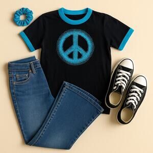 Vintage Y2K The Children’s Place Retro Peace Sign T-Shirt – Size Small 5/6